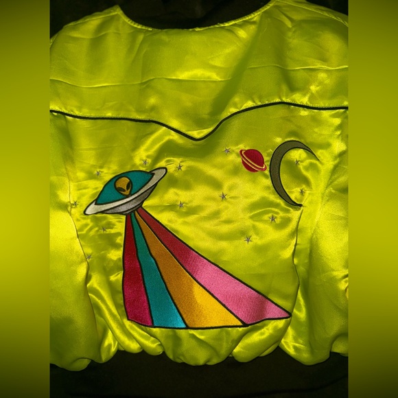 CLUB EXX Vibrant Yellow UFO Embroidered Women's Jacket - Picture 5 of 9